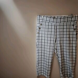 89th & Madison Black/White Pull On Capri Stretch Pants Size Large